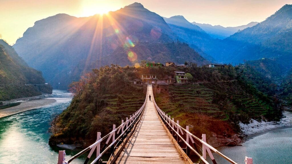 Local people daily walking bridge